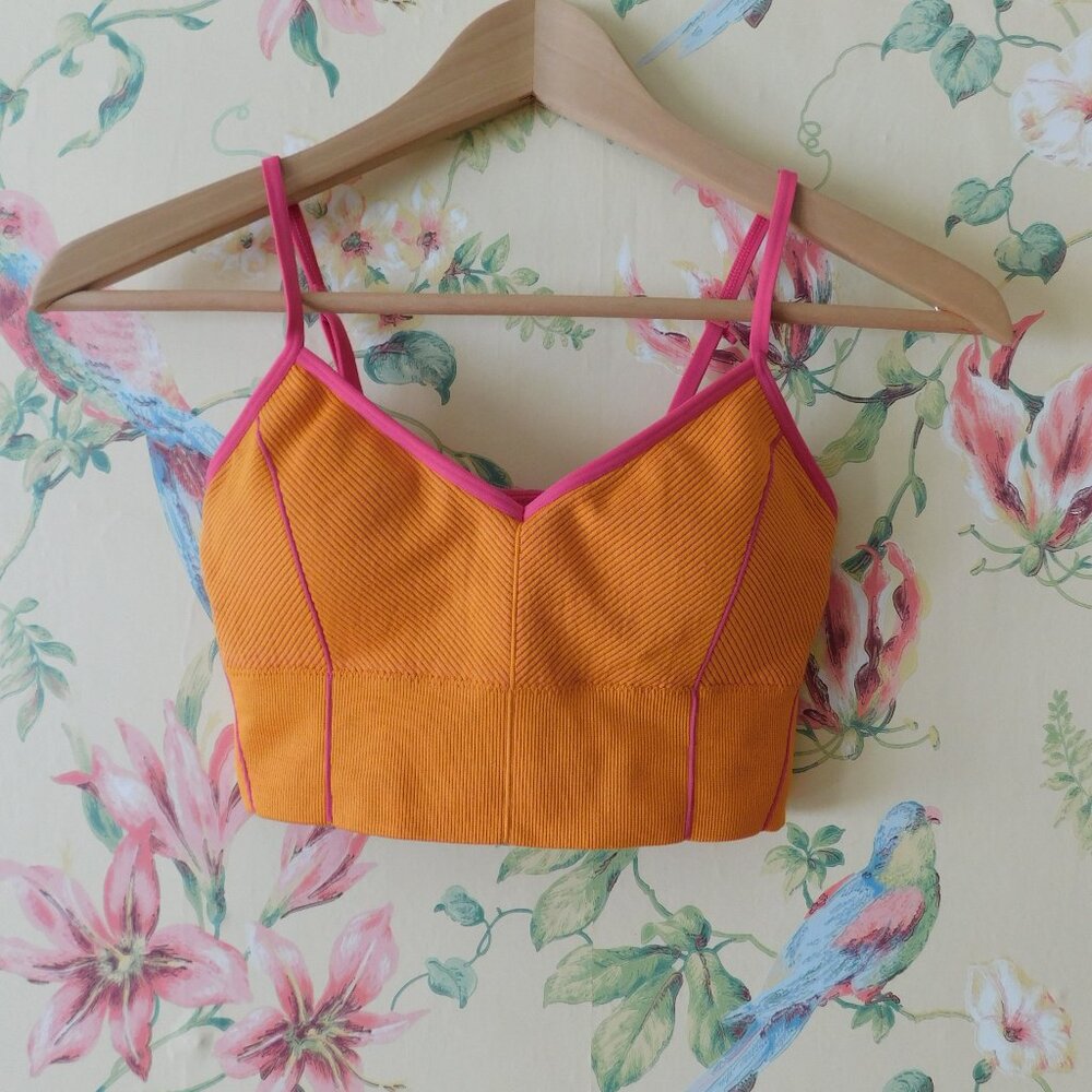 🕊️ Ribbed Orange Pink Tank Top